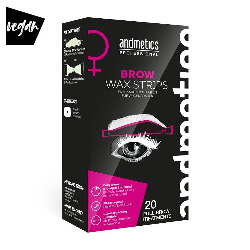 Andmetics Brow Wax Strips Women, 20 Paar