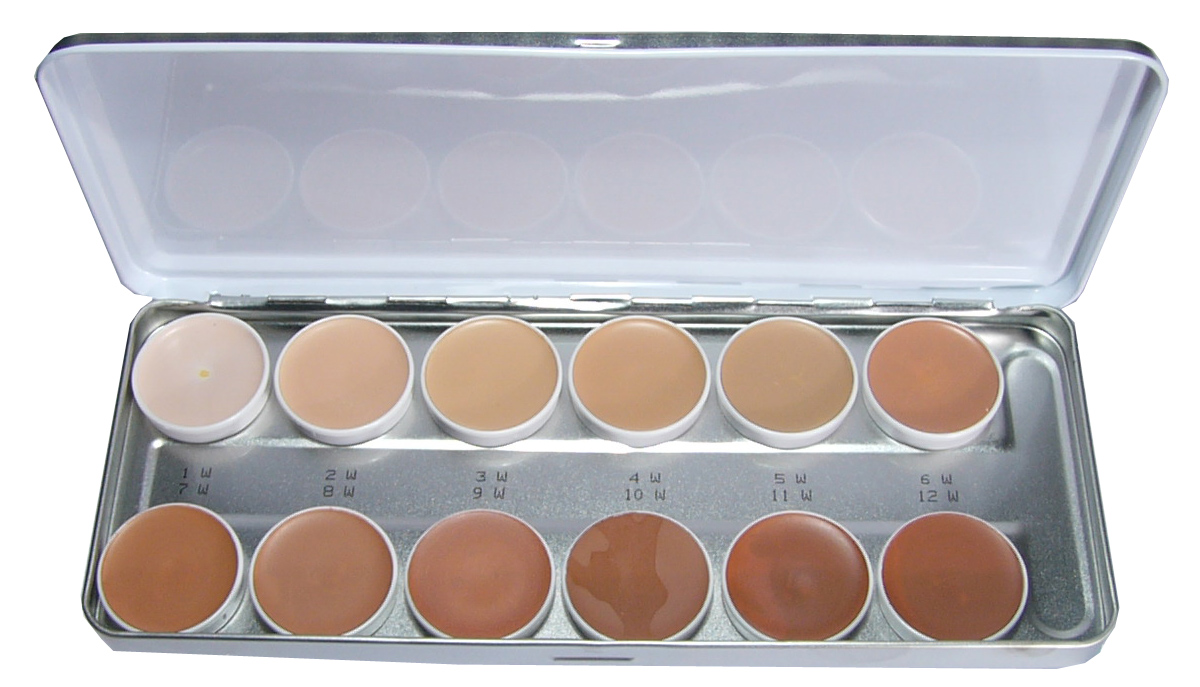 Kryolan Schminkpalette 12er Supercolor Fettschminke neutral